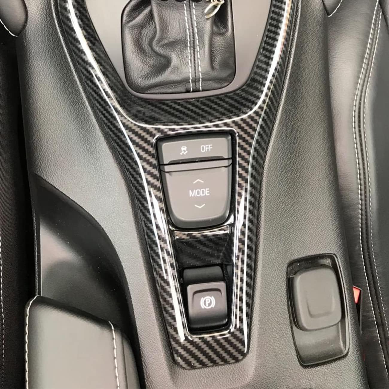 MICROCK Gear Shift Panel Frame Trim Shifter Cover for Chevrolet Camaro 2017 2018 2019 2020 2021 2022 2023 2024, ABS Carbon Fiber