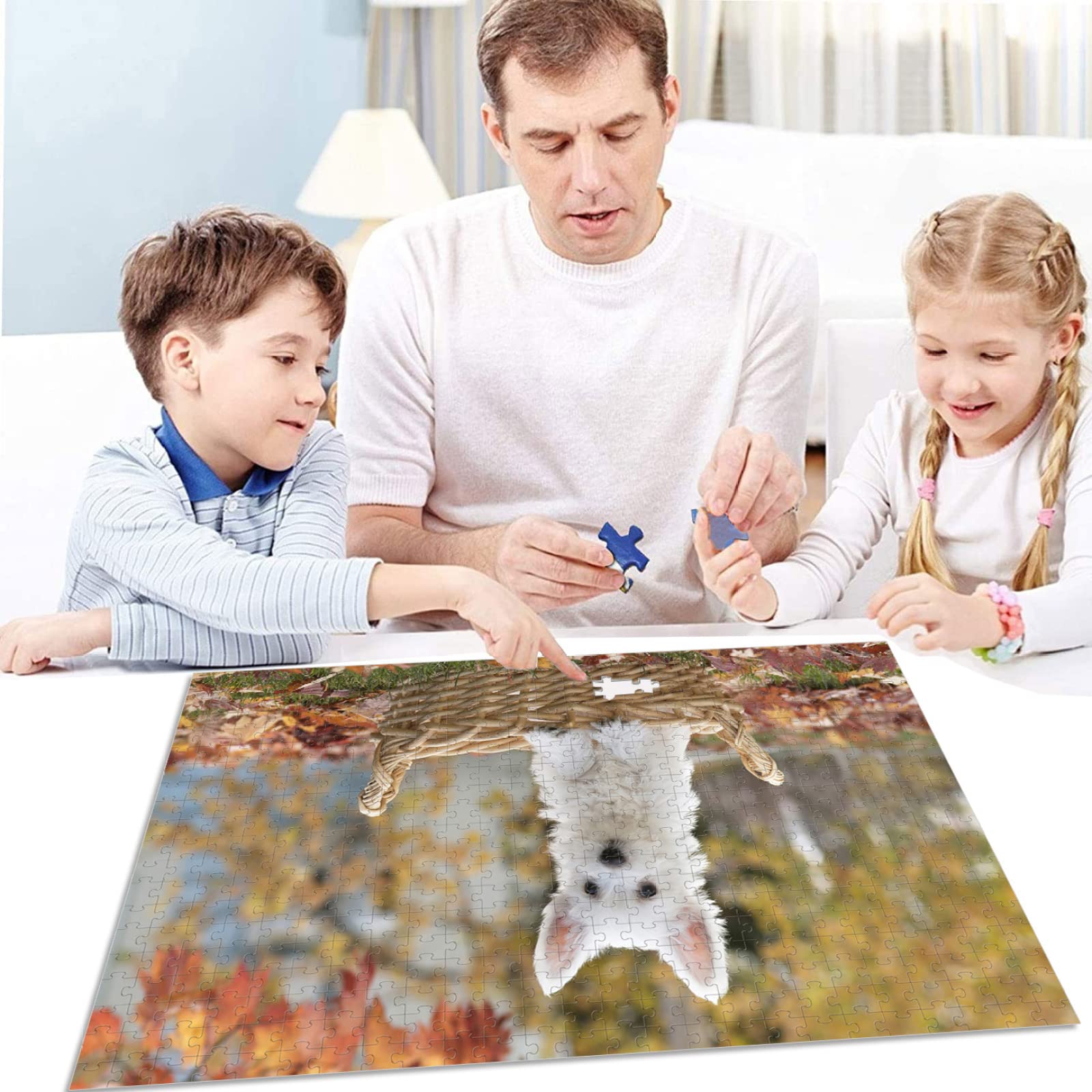 1500 elementów puzzle drewniany jesienny kosz na kwiaty pies rzemiosło prezent rodzina klasyczne puzzle