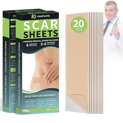 Medical Grade Silicone Scar Sheets Scar Tape (1.6"x 6",20Pcs), Scar Strips Treatment & Prevention, Scar Tape for Surgical Scars,C-Section,Tummy disponible en Yaxa Guatemala