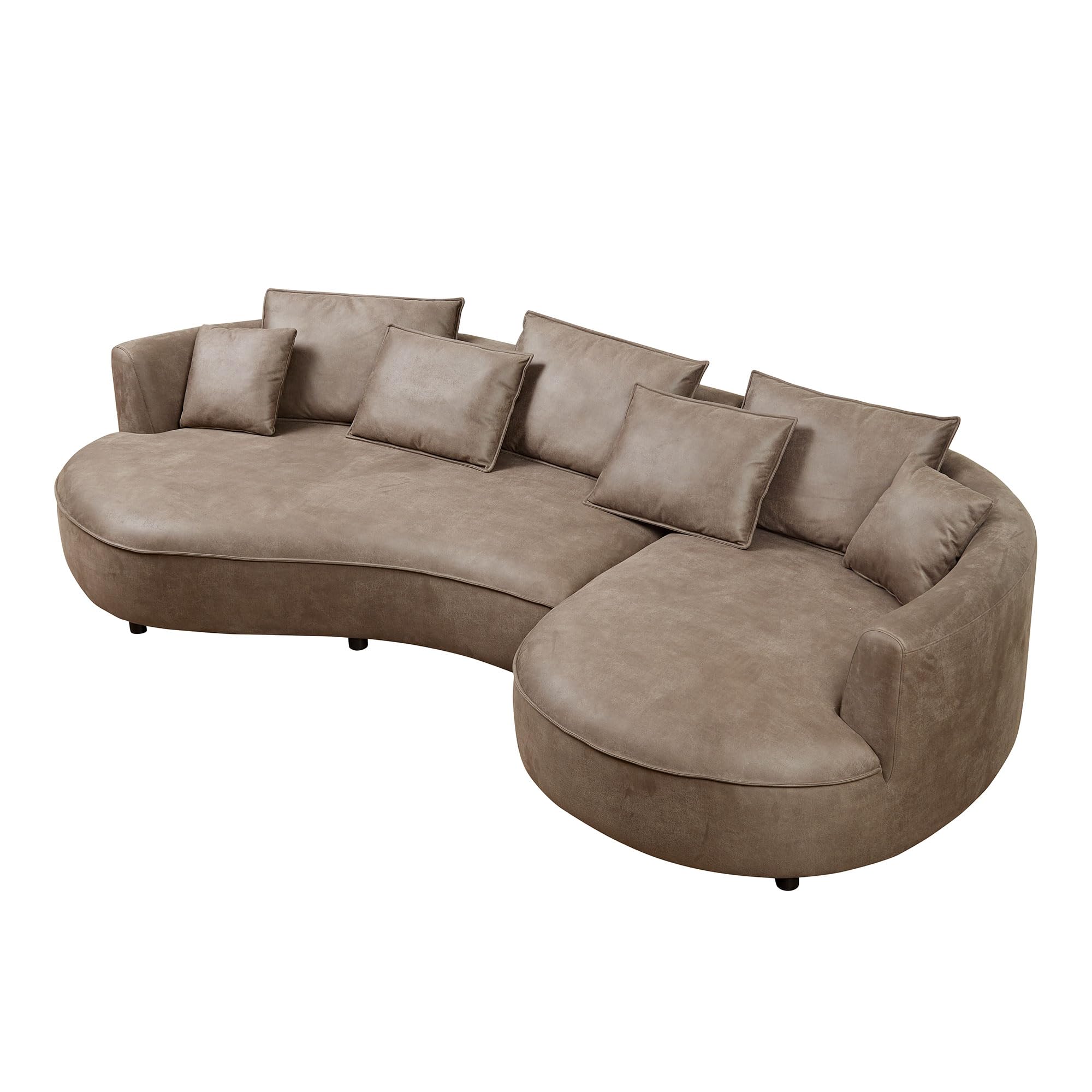 Luxury L Shape Curved Leather Sofa - Brown, 5-Seat