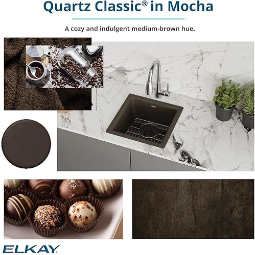 Miniatura 10 de Elkay Fregadero de montaje inferior, de una cavidad, clásico de cuarzo, ELGU2522MC0
