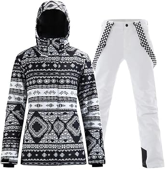 RIUIYELE Womens Ski Suit Windproof Waterproof Snowboard Colorful Printed Ski Jacket and Pants Set Style10, L