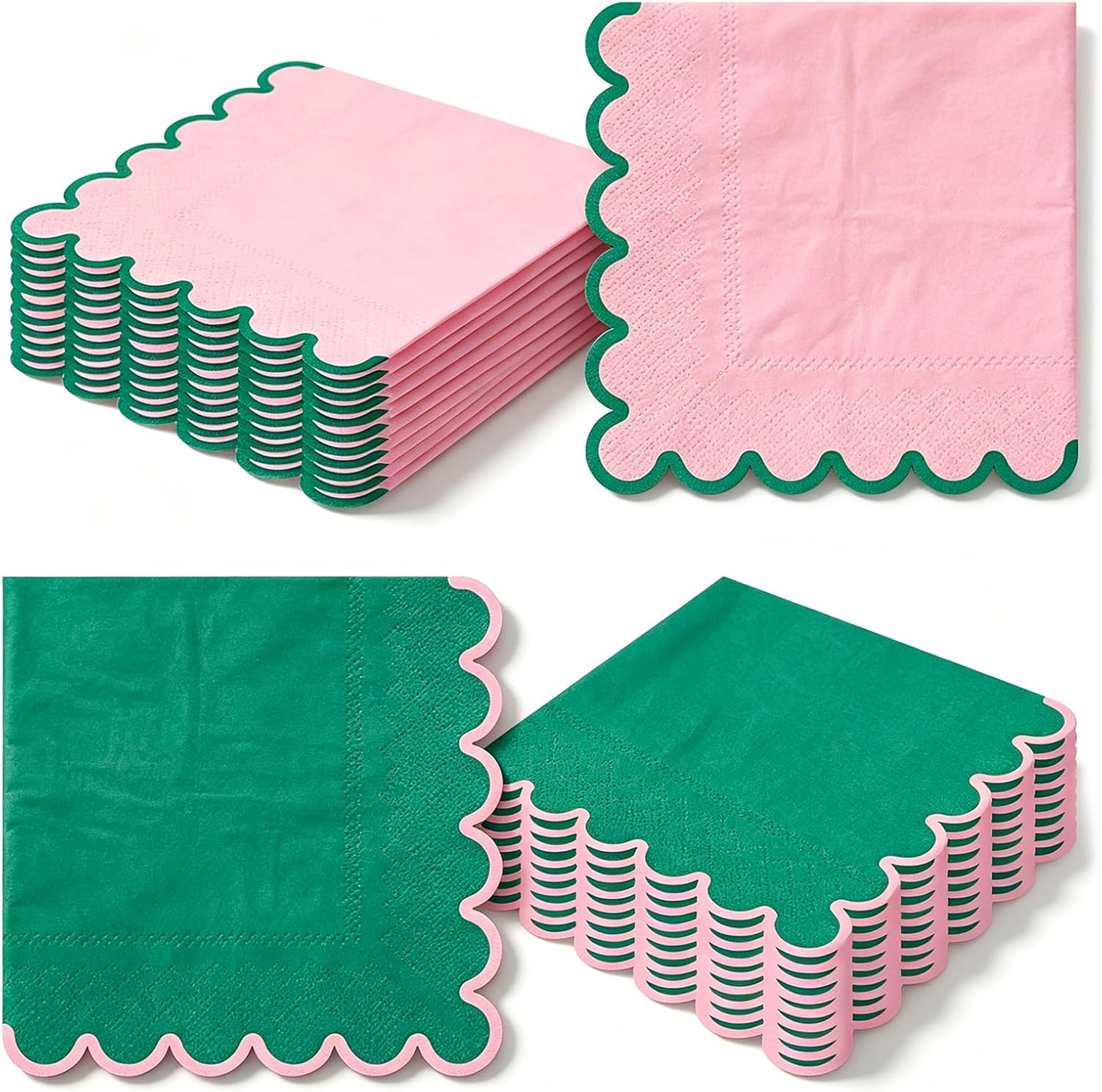 JarThenaAMCS 100 Pcs Patriotic Scalloped Cocktail Napkins Red Blue Paper Napkins Disposable Beverage Napkin for 4th of July Independence Day Spider Birthday Party Table Decor Supplies