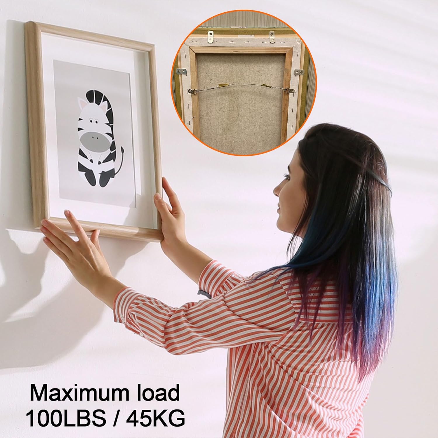 4 Pack Heavy Duty Picture Hanger, 100 lbs Picture Frame Hooks with 12pcs Nails, Dry Wall Plaster Wall Hanging Hardware for Mirror, Photo Frame, Paintings