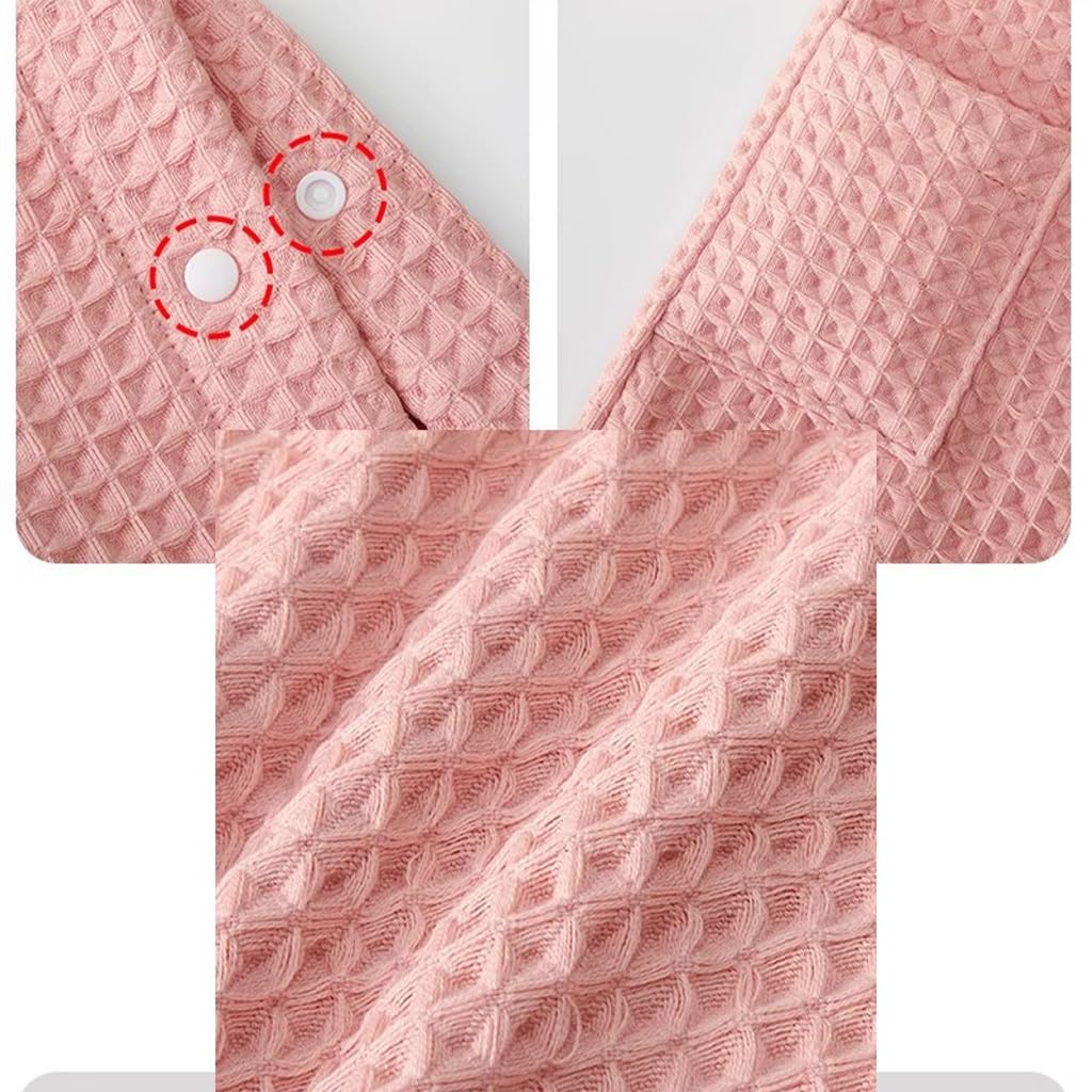 XUEMML Bambini Ragazze Accappatoio Morbido Waffle Doppio Addensato Accappatoio Con Cappuccio, Ragazzi Casa Indossare Pigiama Per 3-12 Anni(Roze,3-4 Years)