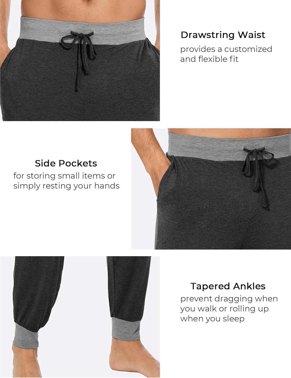 GYS Bamboo Viscose Men's Pajama Pants Soft Joggers PJ Bottoms with Pockets and Drawstring - Image 5
