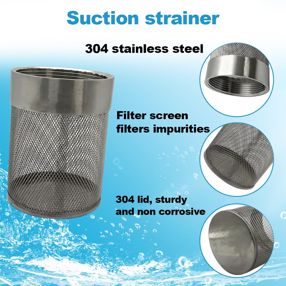 2inch 304 Stainless Steel Filter Head with Internal Thread Diameter of 58mm Connected to DN50 2-inch Water Pipe Filter Used to Remove Debris and Reduce Solid Entry（1pcs）