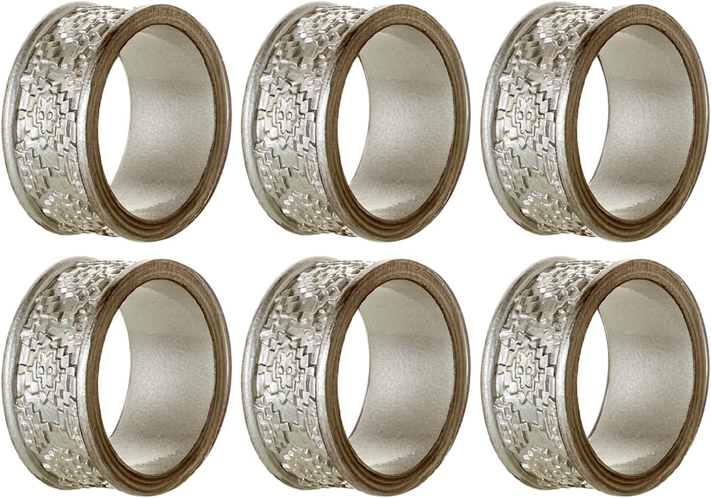 Creative Scents Dublin Silver Napkin Rings Set of 6 - Elegant Dining Table Decor Napkin Holder Rings - Table Setting Decorations for Thanksgiving, Fall, Holiday Dinner