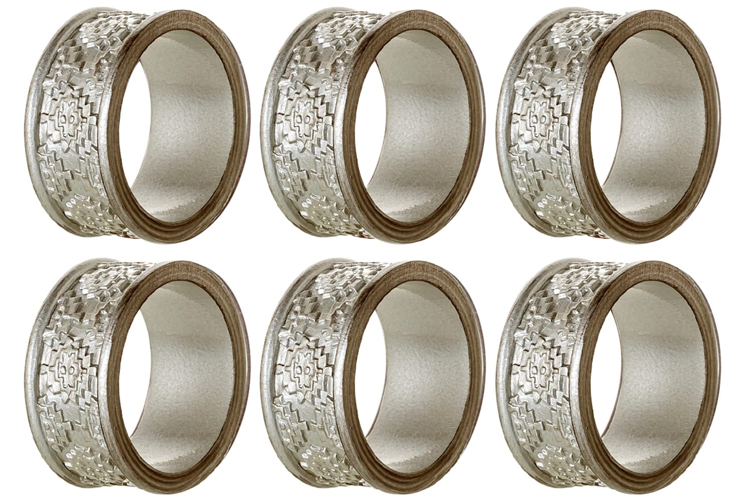 Creative Scents Dublin Silver Napkin Rings Set of 6 - Elegant Dining Table Decor Napkin Holder Rings - Table Setting Decorations for Thanksgiving, Fall, Holiday Dinner