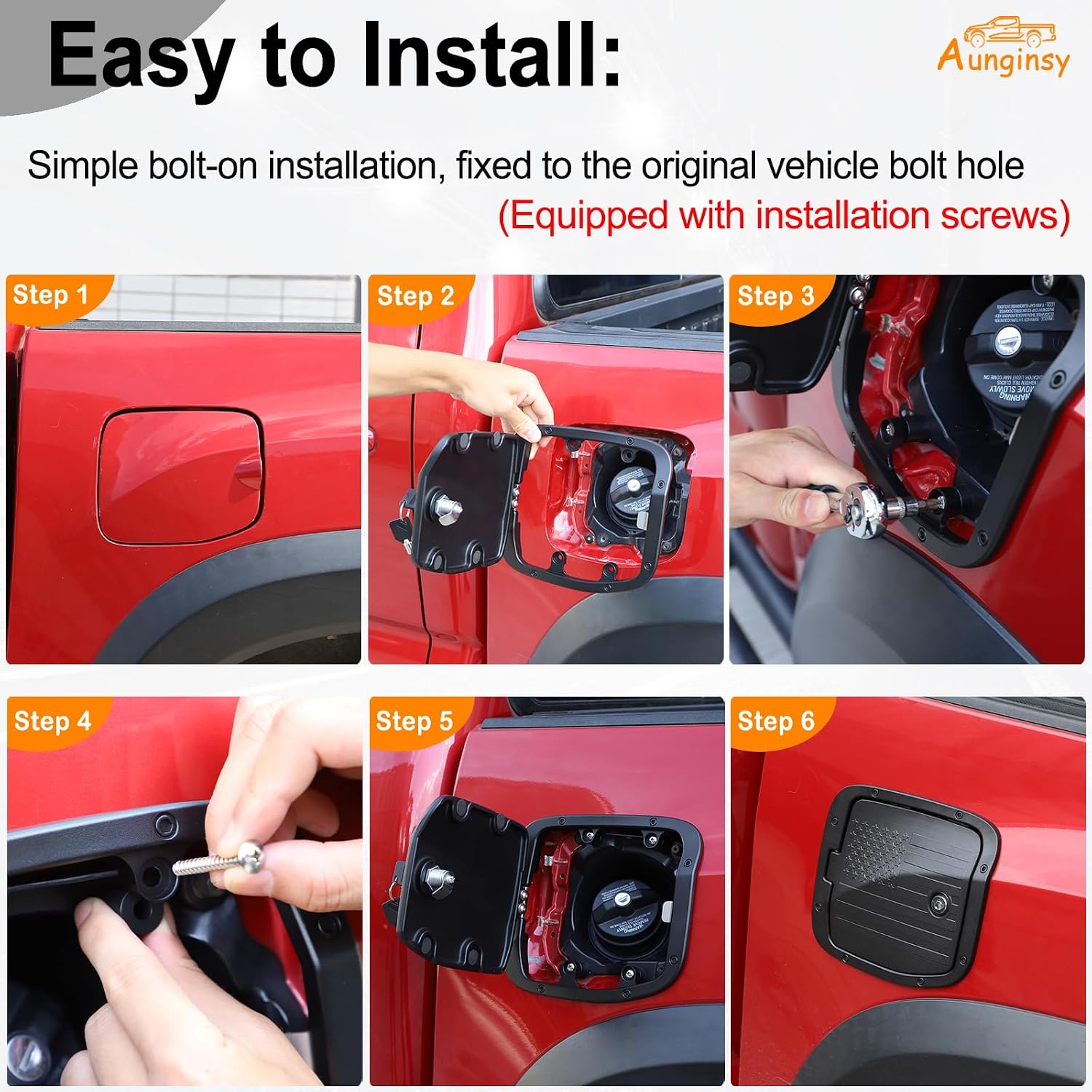 Car Fuel Tank Cap Replacement Anti-theft Lock Cap Fit Toyot@a Tacoma 2016-2023 Door Fuel Tank Cover W/Lock Gas Cap Tank Trim Cover Fuel Filler Door Protector Accessories, Black American Flag Pattern