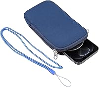 Vista 5 de Funda de neopreno de tamaño pequeño para teléfono celular, con cremallera y correa para el cuello para iPhone 17, 16, 16e, 15 15 Pro iPhone 14 14