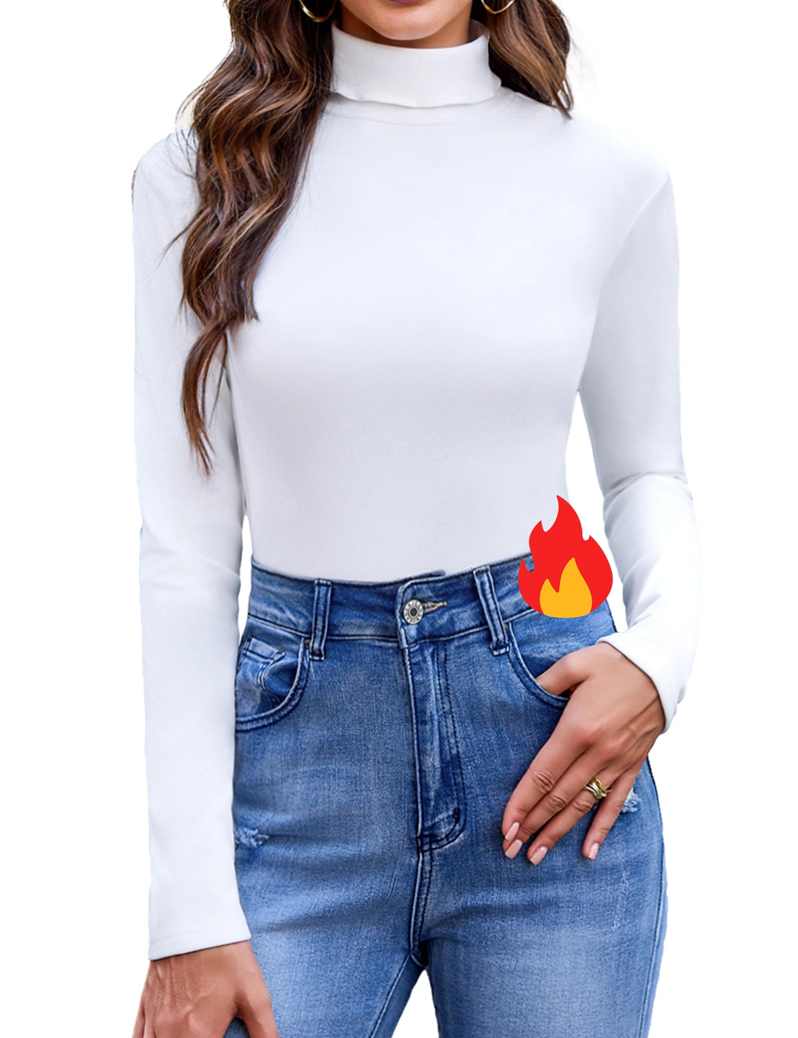 Aottori Thermo Oberteil Damen Rollkragenshirt Langarm Thermoshirt Extra Warm Rollkragenpullover Fleece Unterziehshirt Slim Fit Basic Langarmshirt Skiunterwäsche Wandershirt