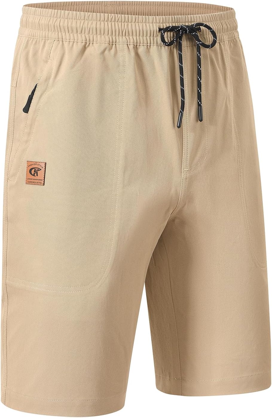 Men's Stretch Shorts Casual Classic Fit Drawstring Summer Beach Shorts with Zipper Pockets
