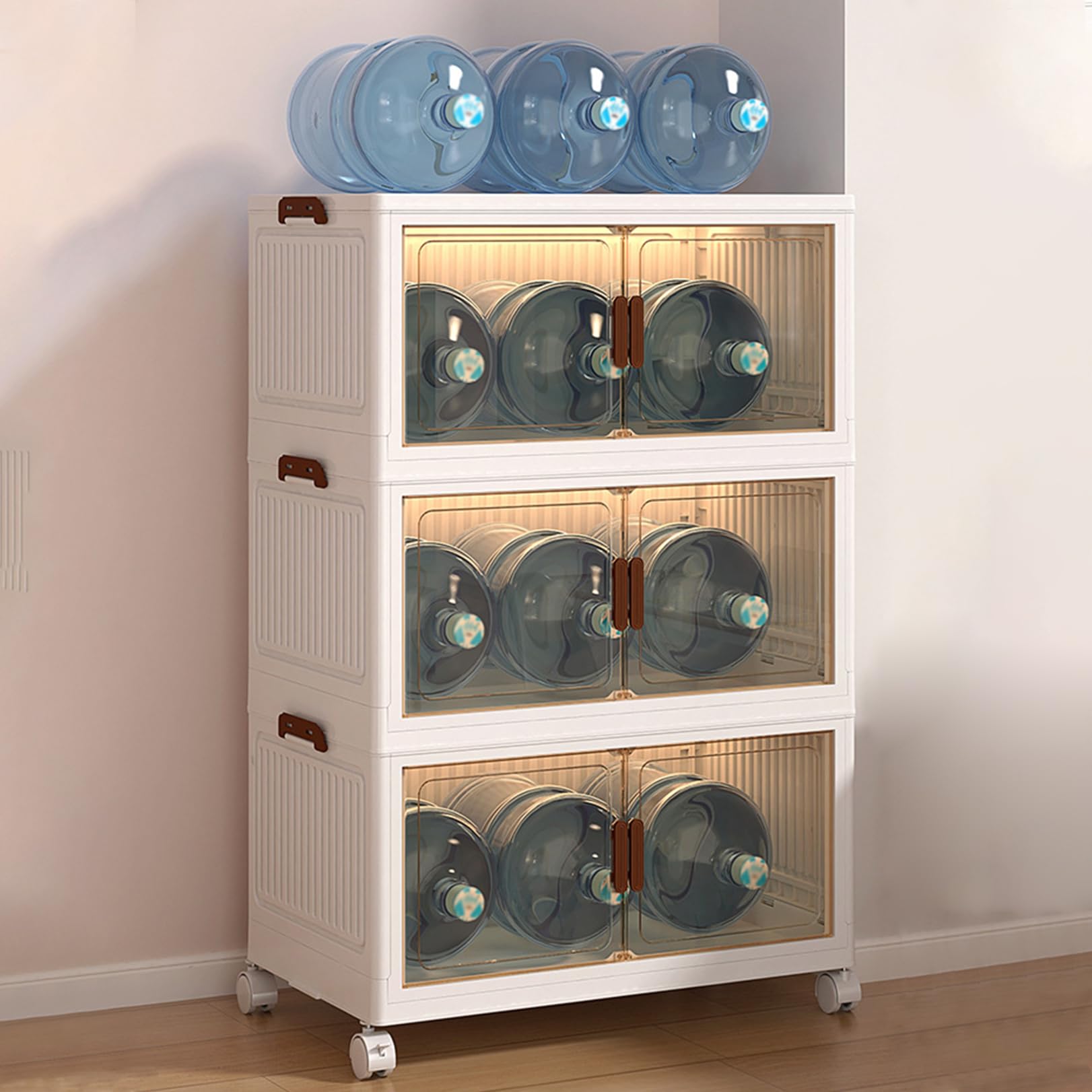 3 Paquetes Cajas Almacenaje Plastico con Tapas gabinete de cocina con ruedas, Plastico Cajas de Almacenamiento Apilables Plastico Armarios Organizador para el hogar