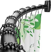 Bonpally Curved Shower Curtain Rod 40-72" Adjustable Aluminum Black, Rust-Proof with Rotating Brackets for Extra Shower Space, Drill Install