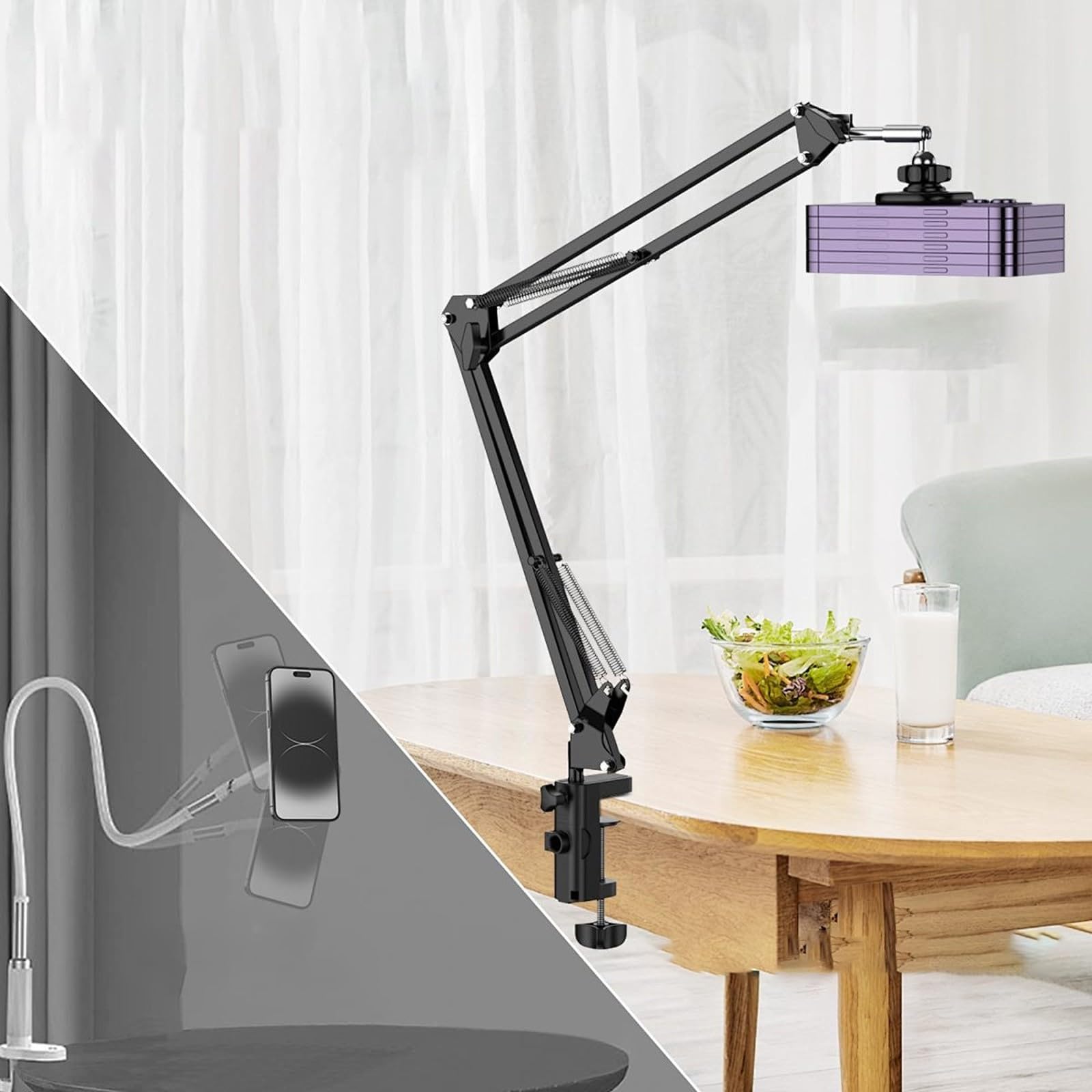 Metall Mikrofonarm Ständerhalter, flexible Positionierung, starke tragende Tischhalterung für Desktop Setups, flexibler Mikrofonarm
