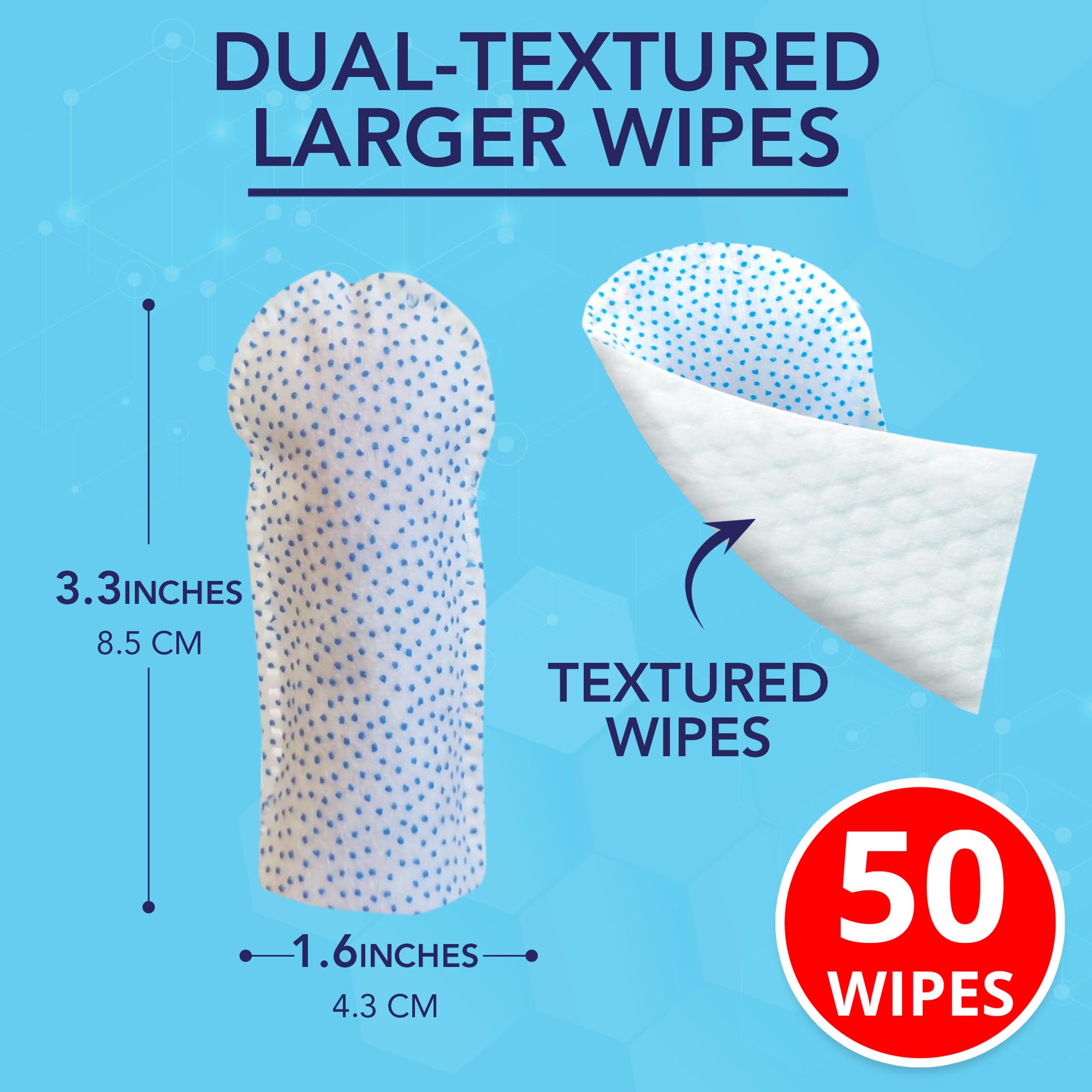 NOVEHA Lot de 50 lingettes dentaires pour animaux de compagnie pour chiens et chats | Rafraîchit l'haleine, réduit la plaque dentaire | Des gencives plus saines | Nettoie les dents sans brosse à dents