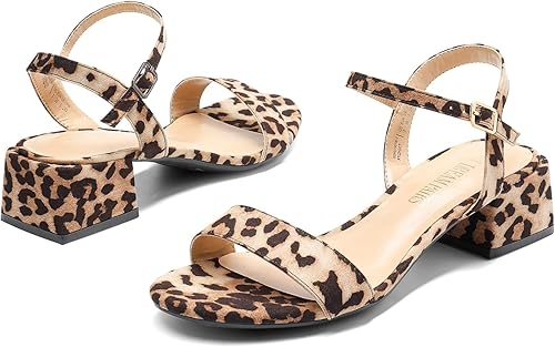 Miniatura 3 de DREAM PAIRS Zapatos de tacón bajo para mujer con correa de tobillo y puntera abierta clásica, tacón grueso, sandalias de tacón grueso para fiestas,