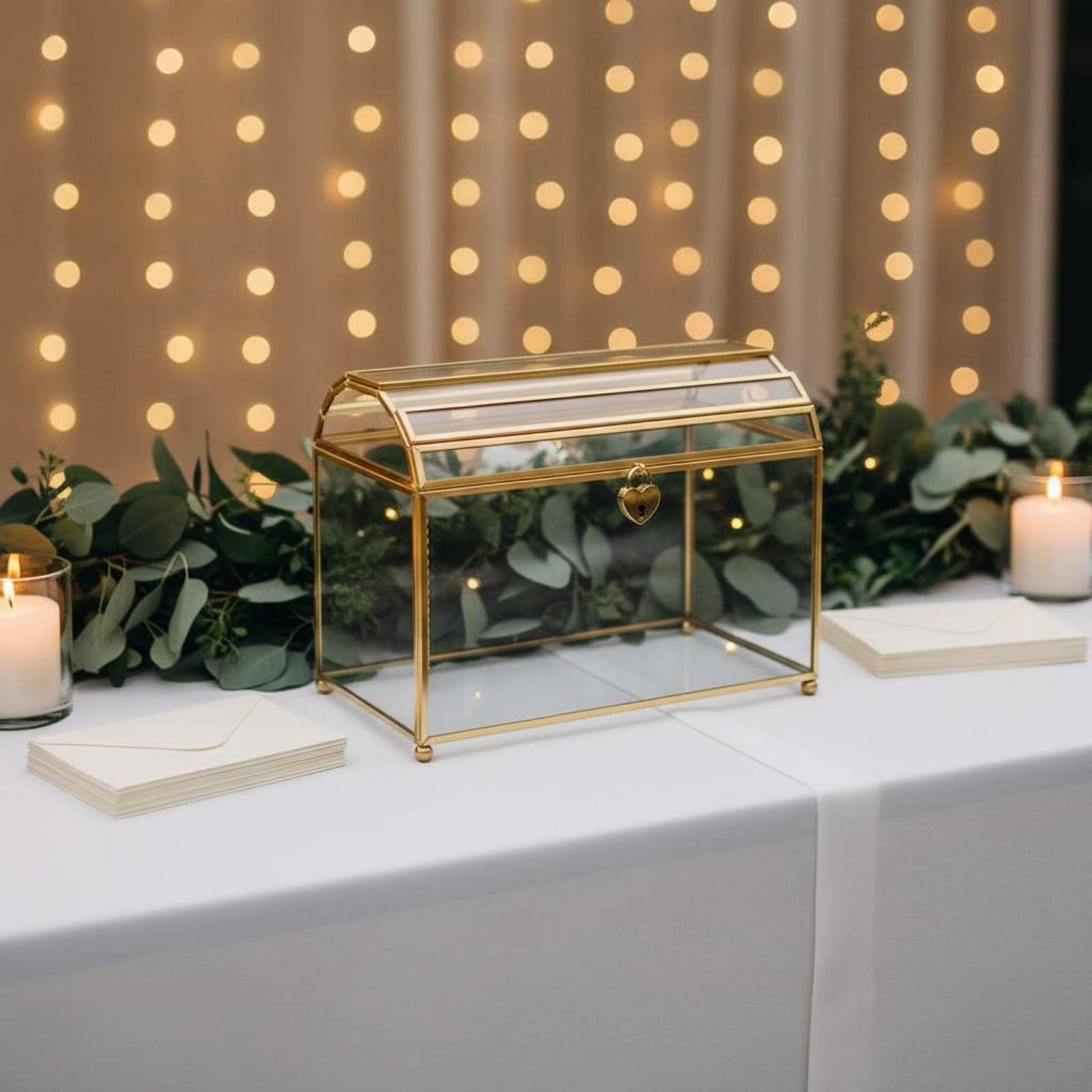 Scrigno Portacarte Matrimonio Cristallo Decorativo con Serratura Romantica Contenitore Regalo Elegante per Ricevimenti Festa Tavolo Cerimonia