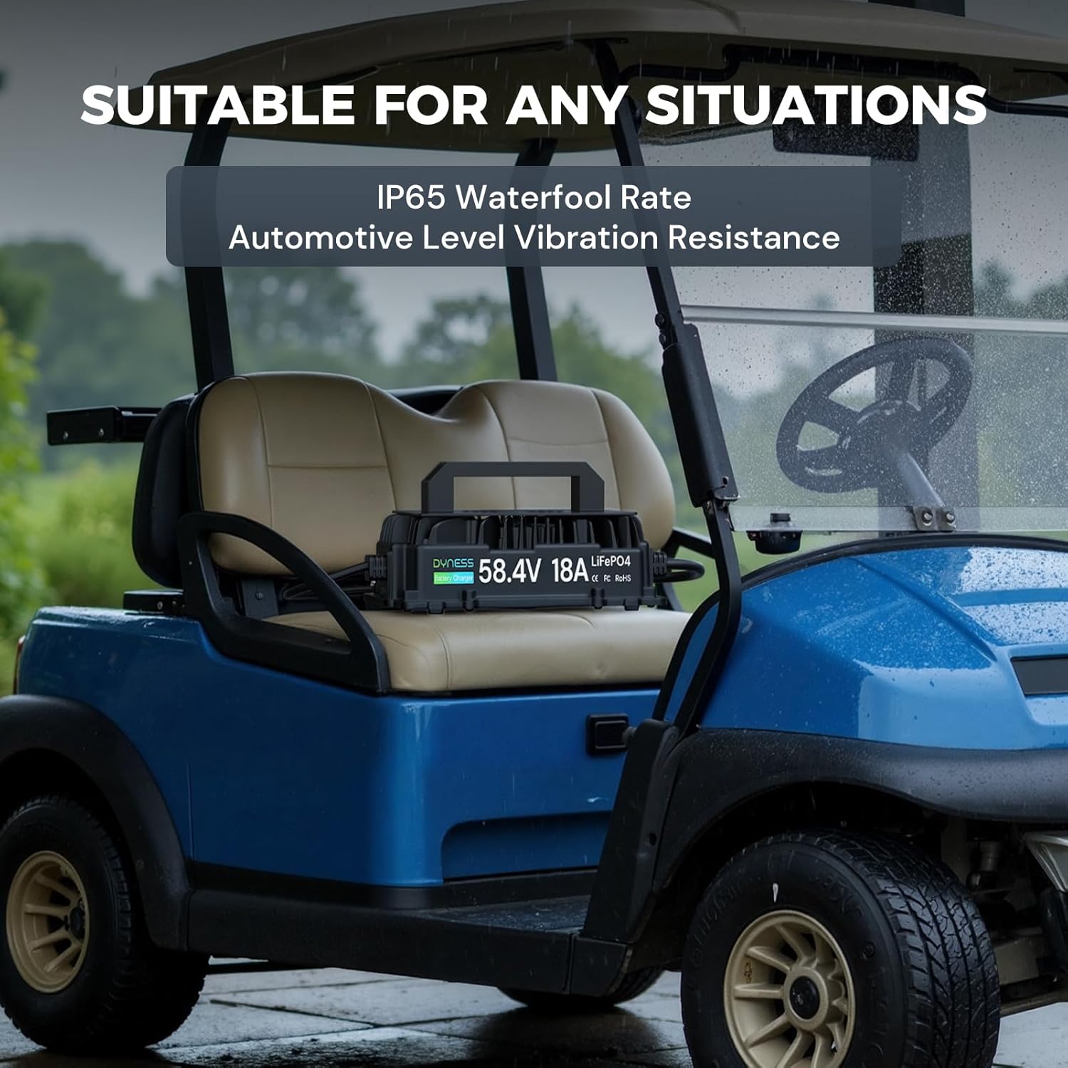 Dyness 48V 18A Golf Cart Battery Charger, 58.4V 18Amp Fast Charger for 48V Lithium Golf cart Battery, IP67 Waterproof, 48V Lithium Battery Charger Perfect for Golf cart, RV, Trolling Motor