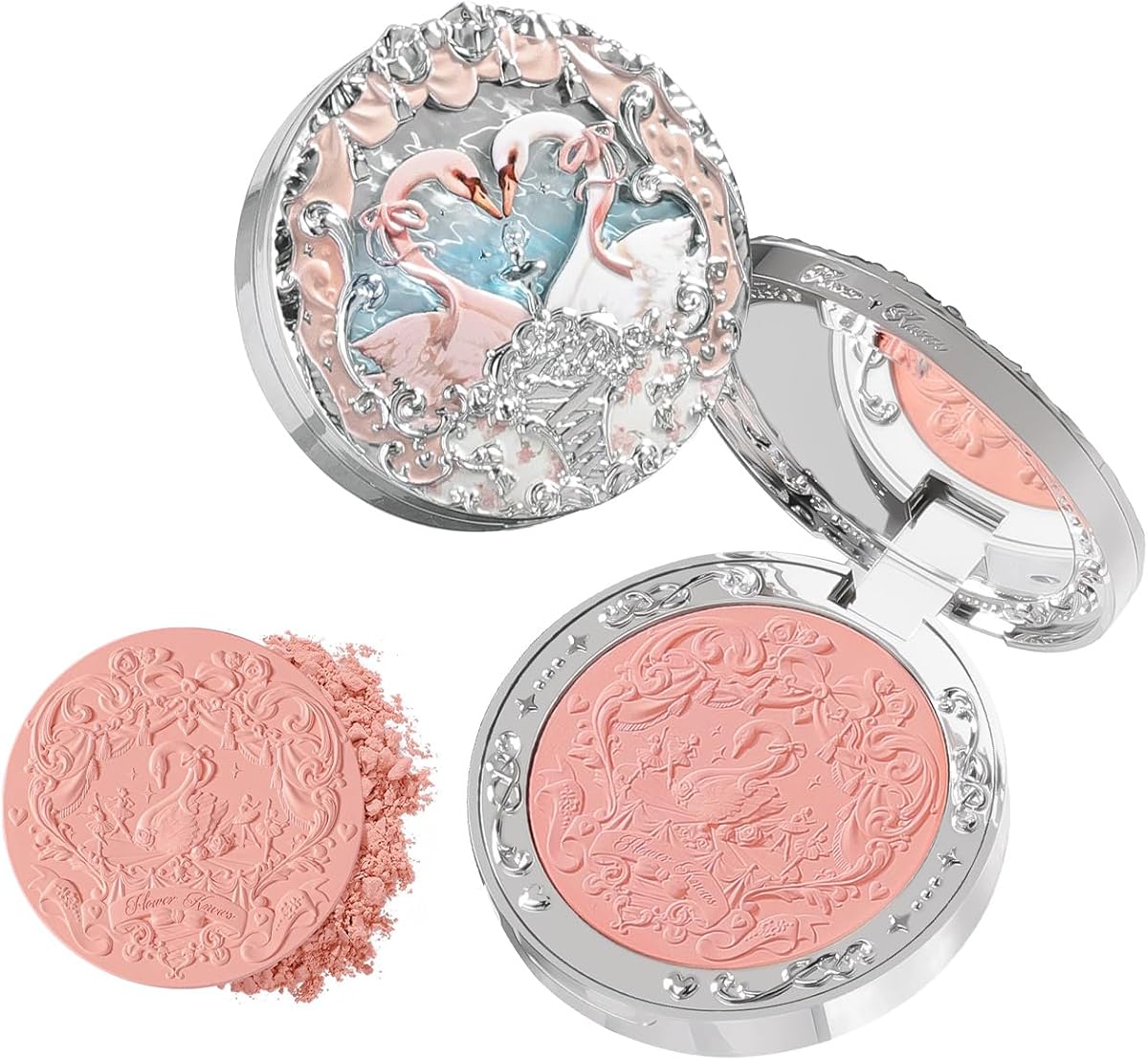 Flower Knows Swan Ballet Embossed Blush,Warm Peachy Pink Matte Powder Blush for Cheeks,Buildable & Blendable Face Makeup,Soft Long-Lasting Cute Make Up for Women & Girls,0.17 Oz(05 Dreamy Season)