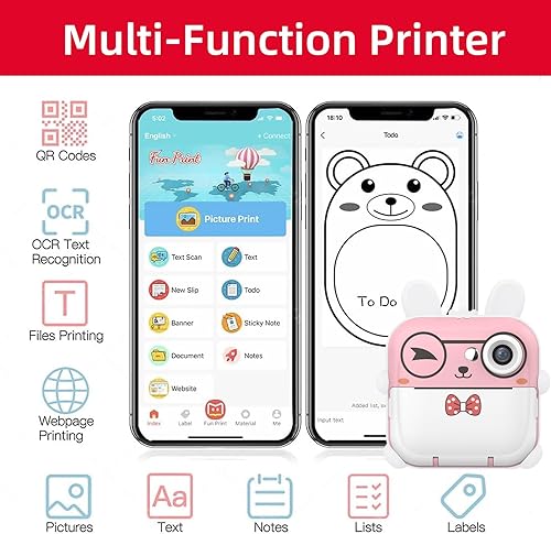 Miniatura 5 de ConCerto Cámara infantil para niños de 3 a 8 años, cámara digital selfie juguetes con papel de impresión, el mejor regalo de cumpleaños de Navidad