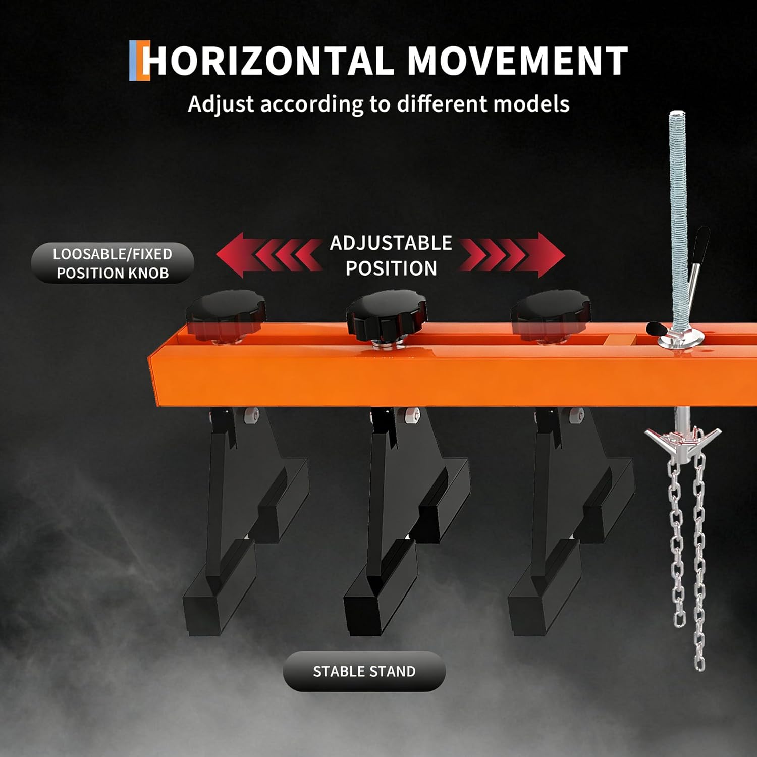 DEXSO Engine Support Bar 1100 Lbs Capacity Engine Transverse Bar Engine Hoist 2 Point Lift Holder Hoist Dual Hooks, Engine Hoist for Home Garages & Auto Repair Shop, Orange