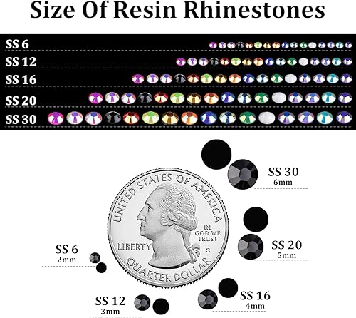 Miniatura 3 de 5000 diamantes de imitación de resina de 0.118 pulgadas a granel, diamantes de imitación de gelatina redondos negros con parte trasera plana, gemas