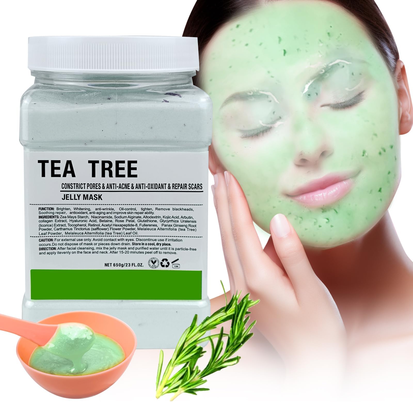 Jelly Mask for Facials Professional, Hydrating & Moisturizing Peel-Off Natural Gel Face Mask SkinCare, Professional Spa Use Jelly Face Masks, Deep Hydration & Glow 23 Fl Oz (Tea Tree)