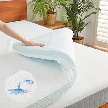 Belffin 2 Inch Gel Memory Foam Mattress Topper Twin Size, Bed Mattress Topper Pillow Top Waterproof for Body Support & Pressure Relief, with Removable Cover, Soft & Breathable, White