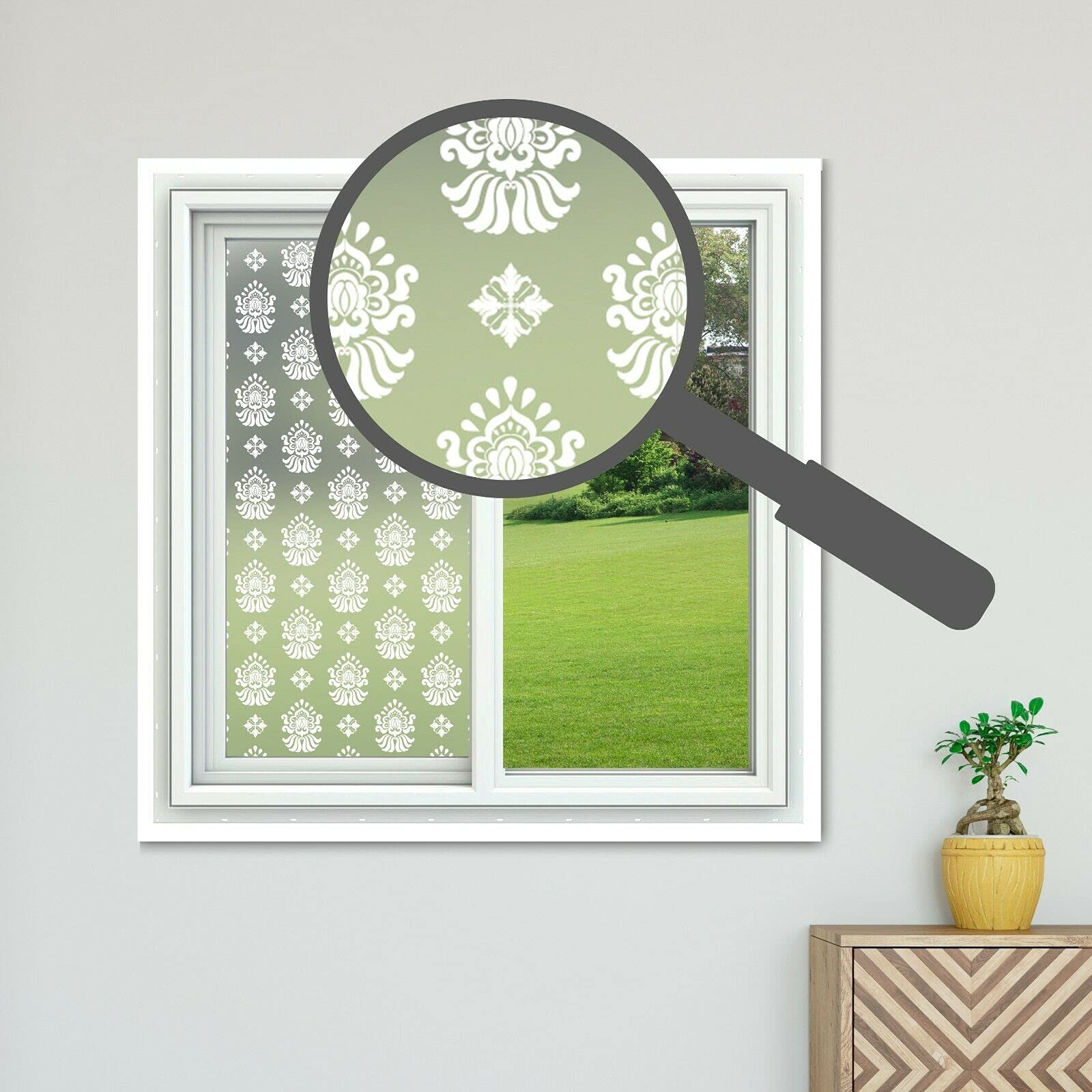 Privacy Frosted Victorian Theme Window Film Decorative Etched Feature Glass Self Adhesive Vinyl (Style 4) โ image 1