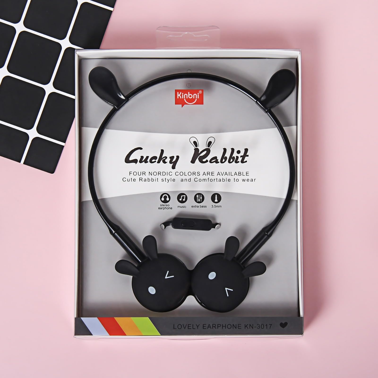Younger Song ✖️ FXXKING RABBITS ヘッドホン　黒 TEMSON Cute Rabbit Wired Earphone, Stylish Headphones, Stereo
