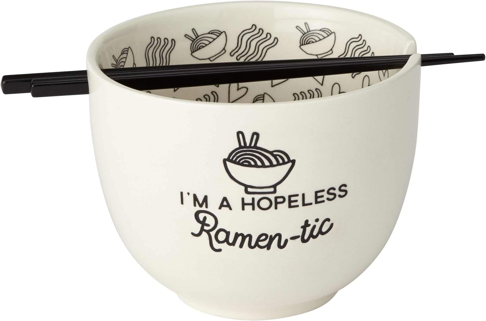 Enesco 6002424 Our Name is Mud Hopeless Ramen-Tic Soup Bowl and Chopsticks Set, 5 Inches, White