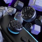 PlayVital Quantum Pro Poignées pour commutateur Nintendo 2, Ergonomique FPS Couverture de bonnets pour Joycon 2 - avec 3 Convex en hauteur et concave - Grain de diamant & Crack Bomb Design (Crack Bombe Design) Noir (10-Pack)
