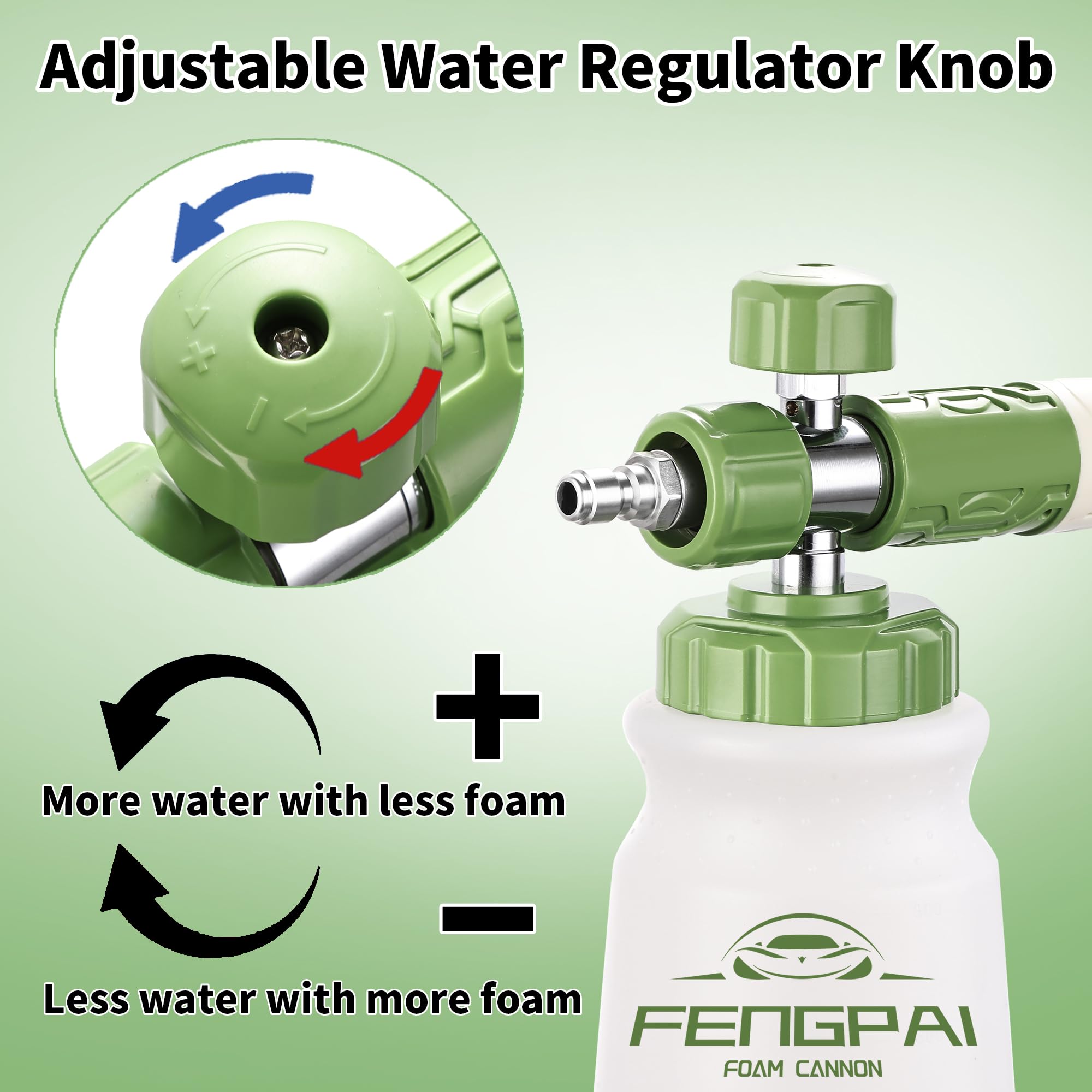 FENG PAI Cañón de espuma para lavadora a presión con accesorio de doble conector y 7 boquillas pulverizadoras de lavadora eléctrica, accesorio de doble punta para cañón de jabón, conexión rápida de 1