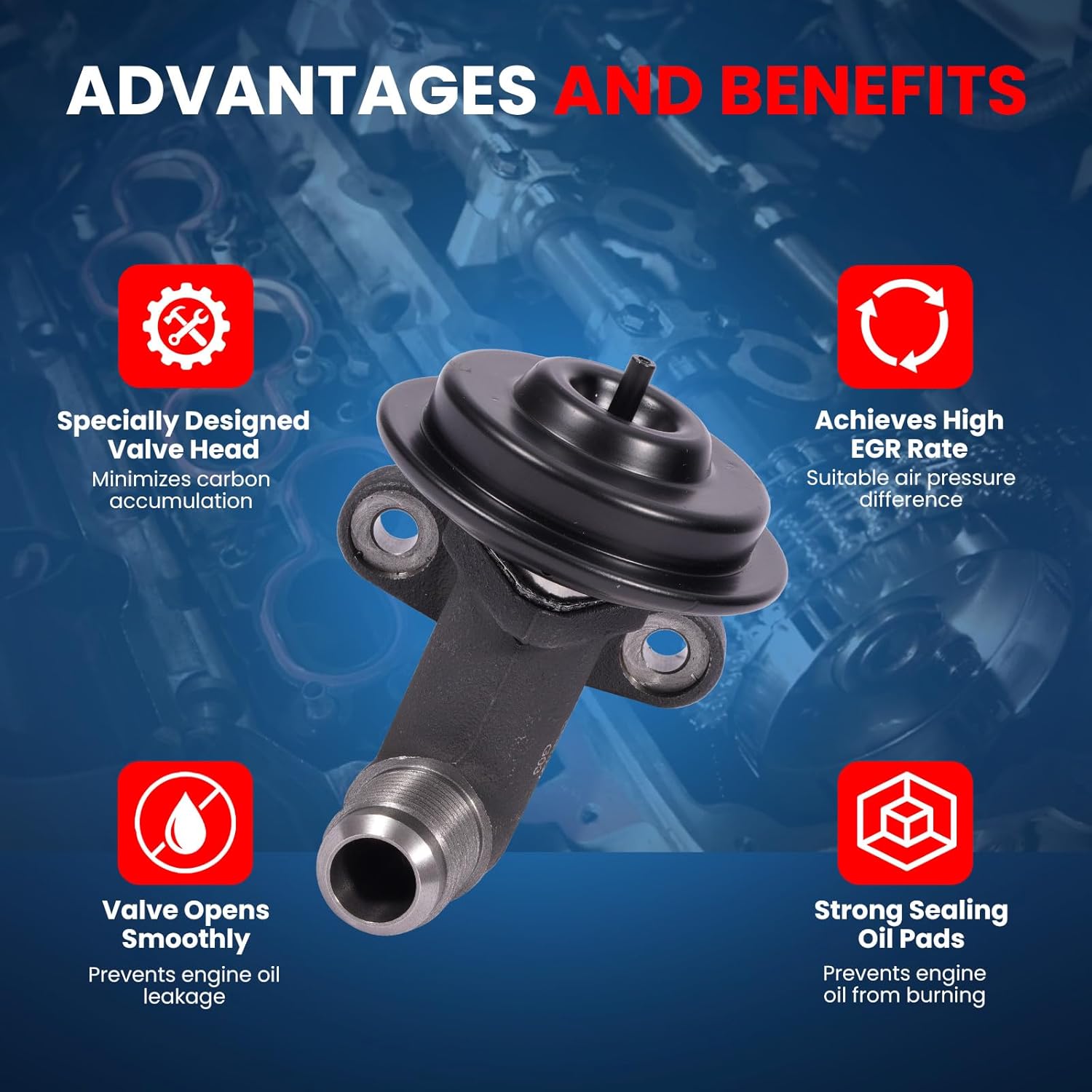 MOCA EGR Valve Fits 97-02 for Ford E-350 Econoline Club Wagon 5.4L/ 6.8L, 97-98 for Econoline Super Duty 5.4L/ 6.8L, 99-04 for Ford F-250/ F-350 Super Duty 6.8L, 02-03 for Lincoln Blackwood 5.4L