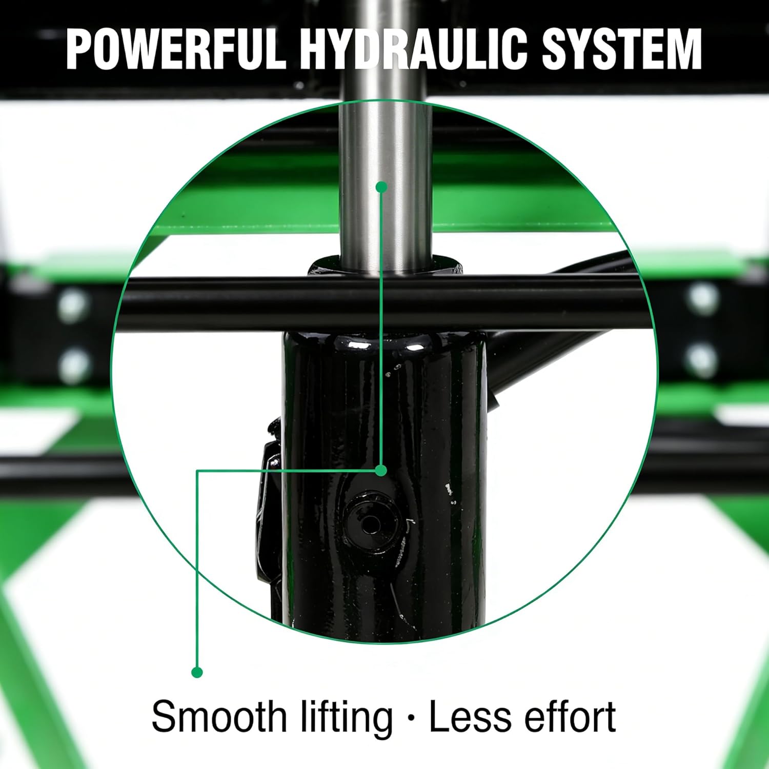 300 lb Heavy-Duty Hydraulic Motorcycle Lift Table with Foot-Step Lever, Wide Platform, Lockable Wheels & Non-Slip Surface – Ideal for Bike Maintenance & Storage (Green)