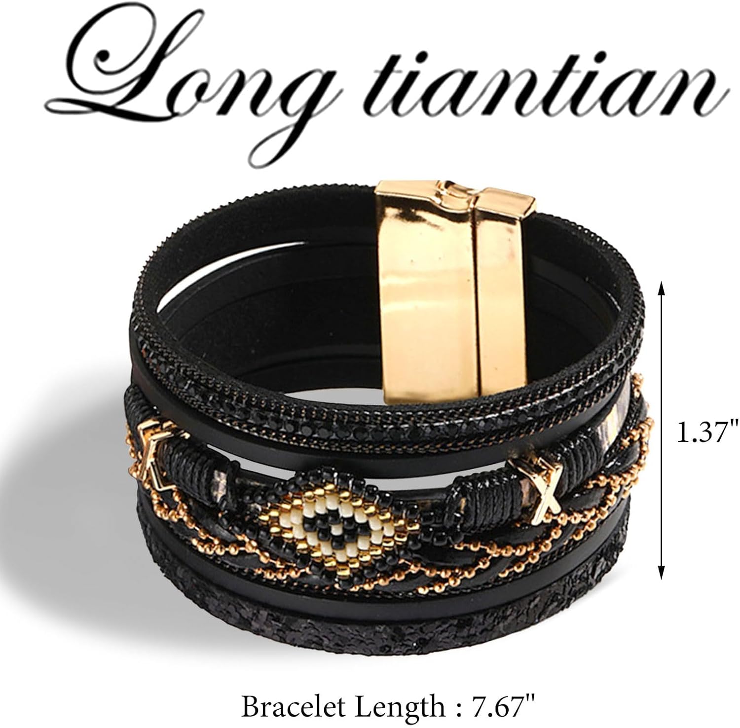 Long tiantian Boho Leather Wrap Bracelets for Women Country Concert Outfits Leather Bracelet Western Dress Accessories Birthday Gifts