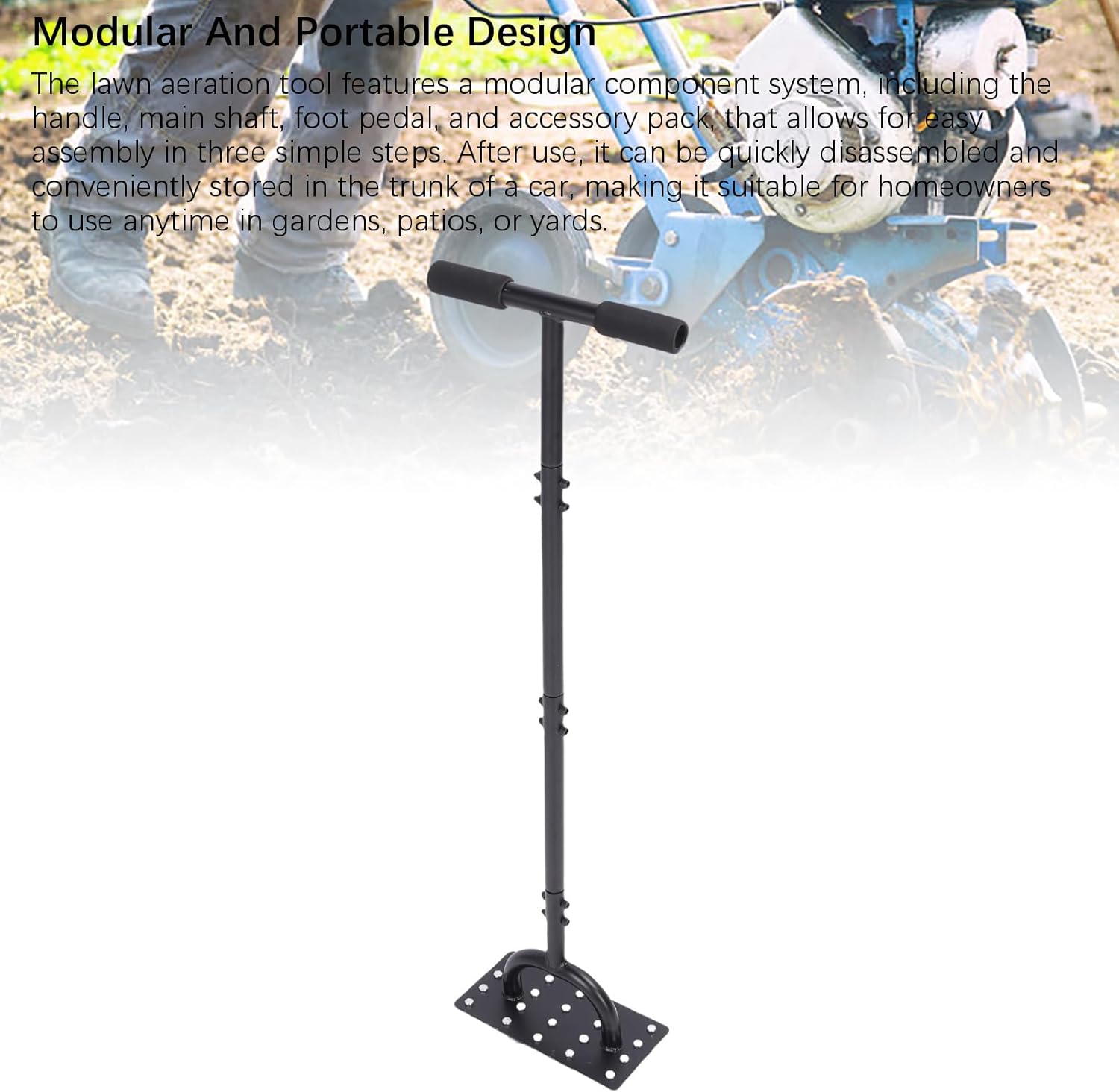 AUNMAS Lawn Aerator Tool, Metal Manual Dethatching Spike with Extended Handle Soil Grass Aerating Tool for Yard Garden Lawn Patio