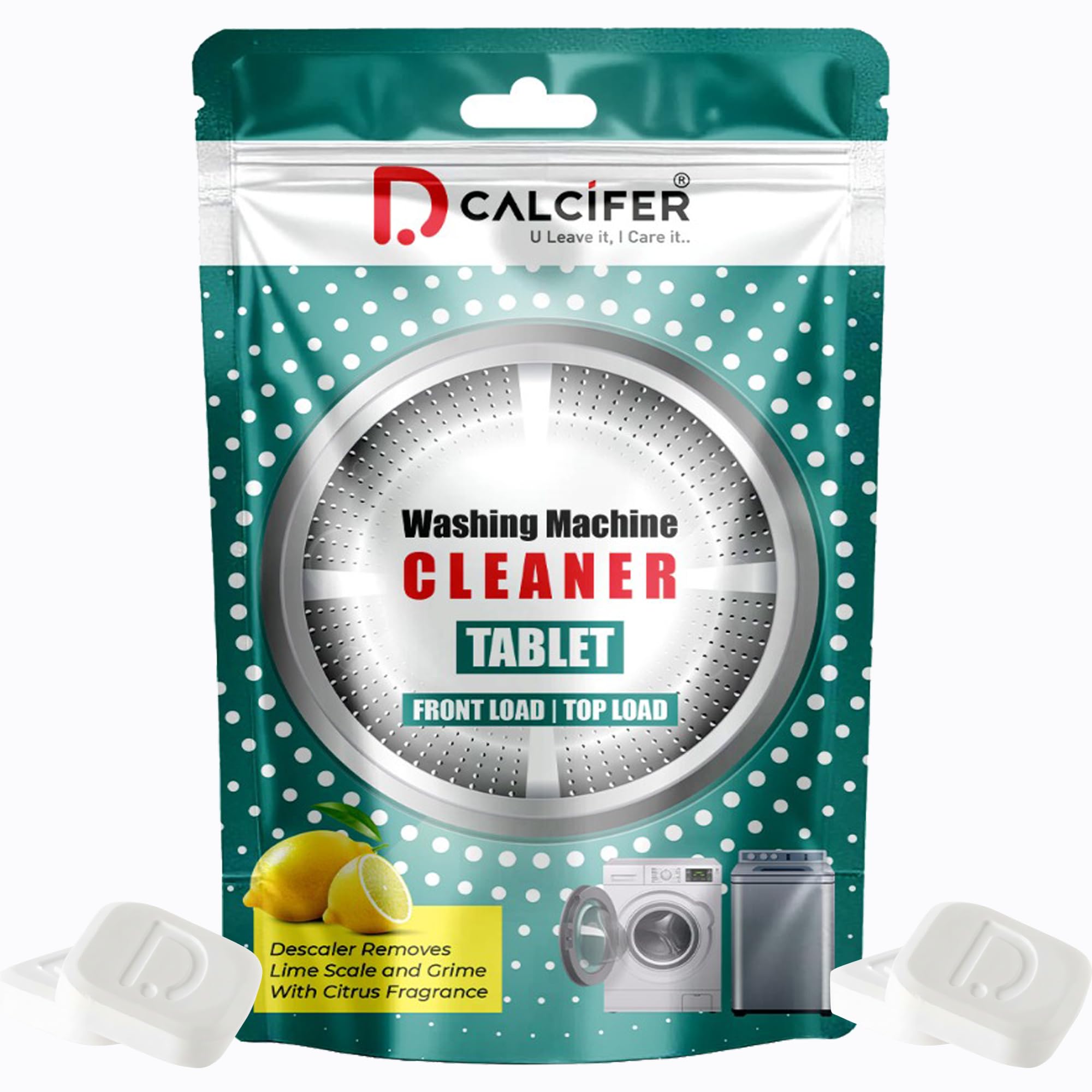 Dcalcifer Washing Machine Cleaner Tablet | 6 Pcs | Descaler For Washing Machine Front Load and Top Load | Washing Machine Cleaning Tablets | Descaling Powder Tablet For Drum & Tub Deep Clean Pack of 1