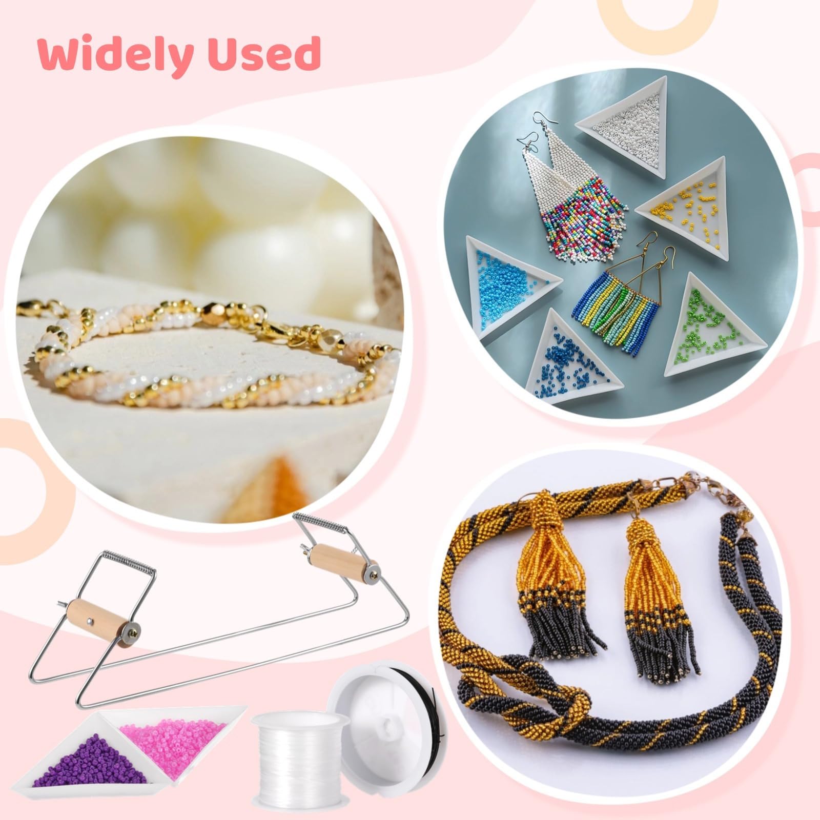 Kit di perline in metallo regolabile, set completo con 46.000 perline di vetro, aghi, vassoi per progetti di gioielli fai da te, bracciali, collane, orecchini, regalo ideale per gli appassionati di