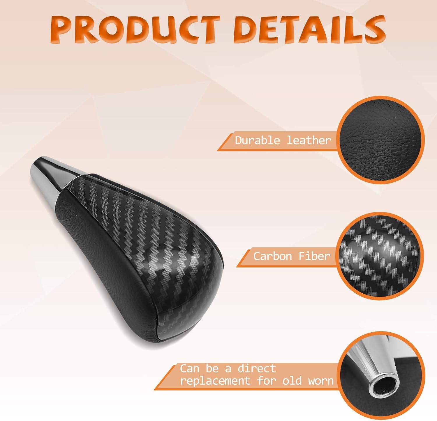 Black Leather Carbon Fiber Pattern Gear Shift Knob Shifter Compatible with Toyota Corolla Avalon RAV4 4Runner Sienna Camry Tacoma Yaris Lexus ES is GS SC RX LS LX