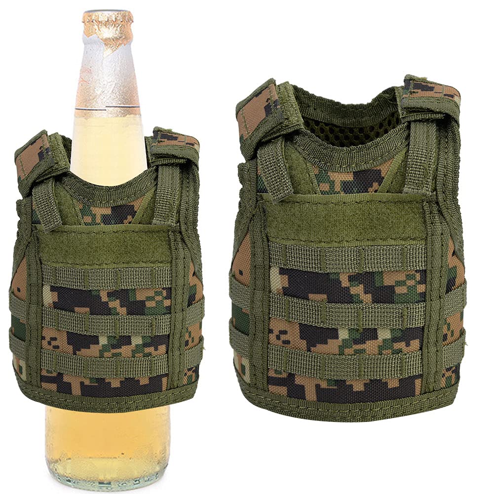 Bierweste, Wear-Mini Miniatur Weste für 350ml-550ml Flaschen für den Außenbereich(Jungle Digital)