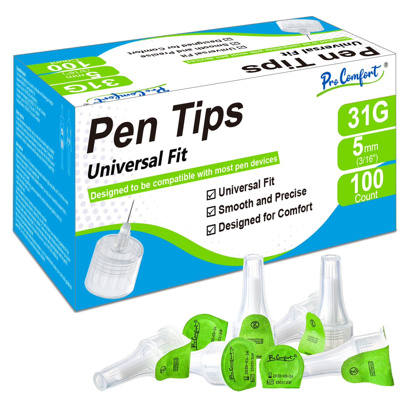 Photo 1 of 31G 5mm Pen Tips Universal Fit Easy to Use 100CT Comfortable Design