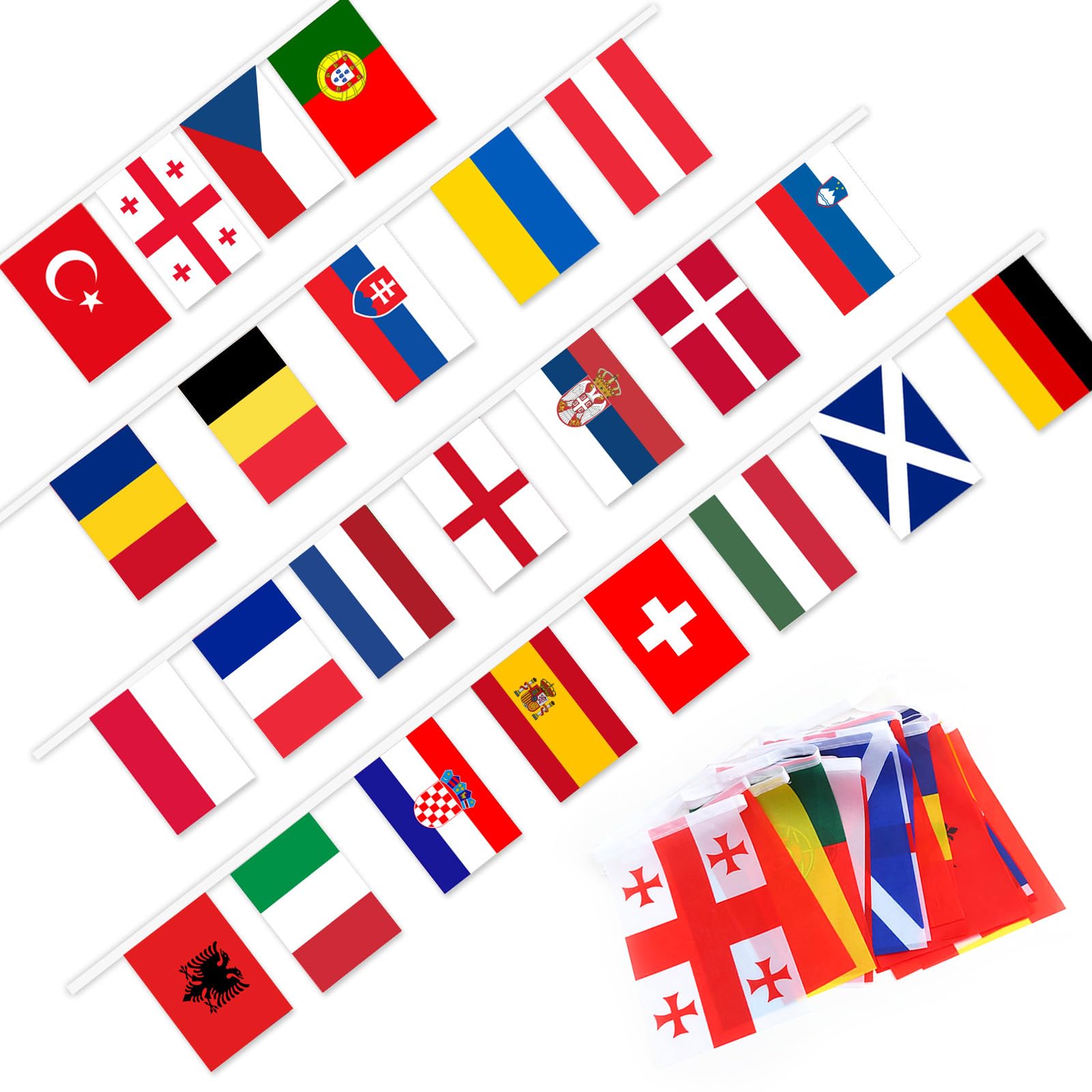 Flags Bunting 24 Countries European String Flag Pennant Banner Football International World Flag Events Party Decoration Sports Bars Club Garden Decor Double Sides