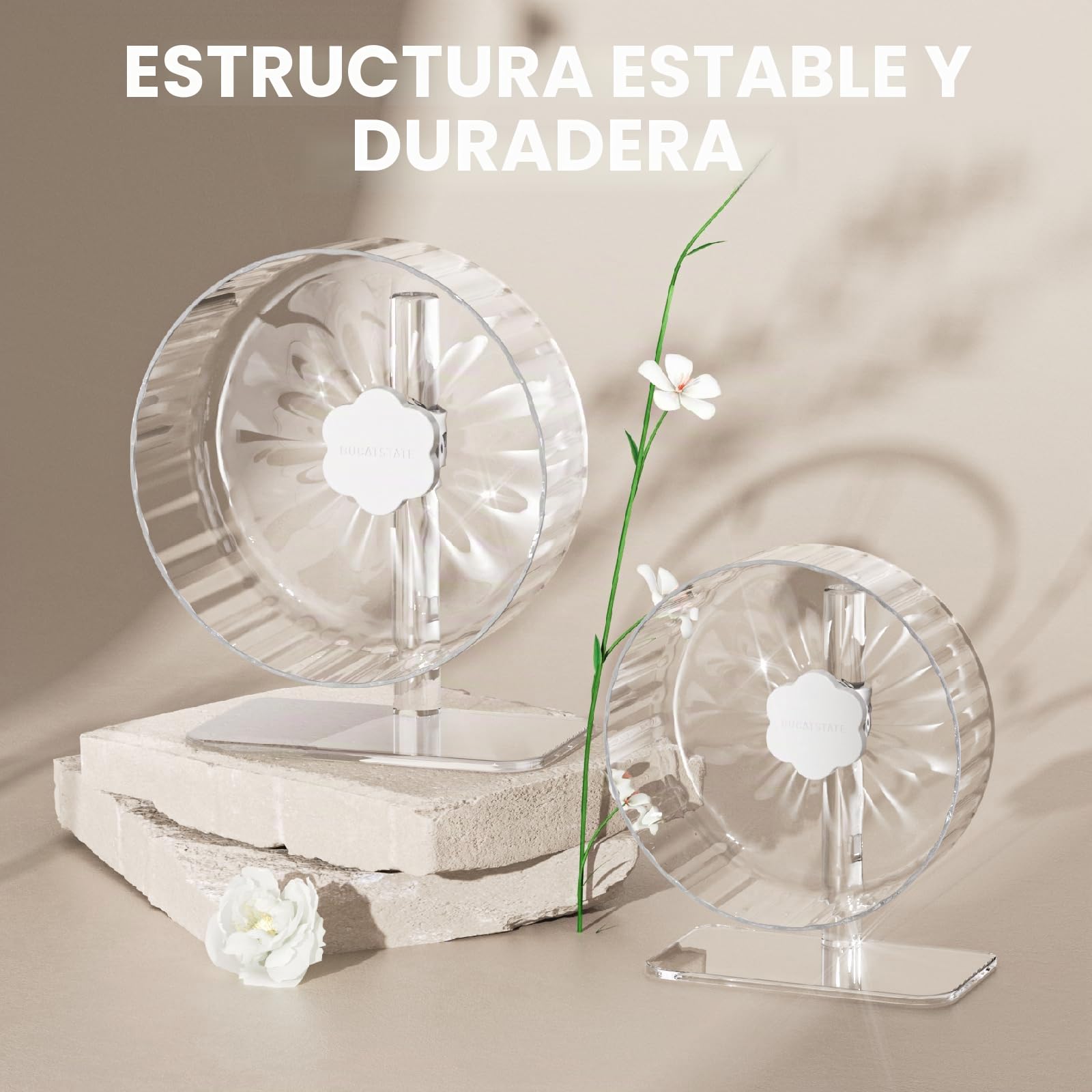 BUCATSTATE Rueda para Hámsters, 21cm Silenciosa Hámster Running Wheel, Juguete de Hámster, Transparente Rueda de Ejercicio para Mascotas para Hamster Gerbil Conejillo de Indias (Transparente)