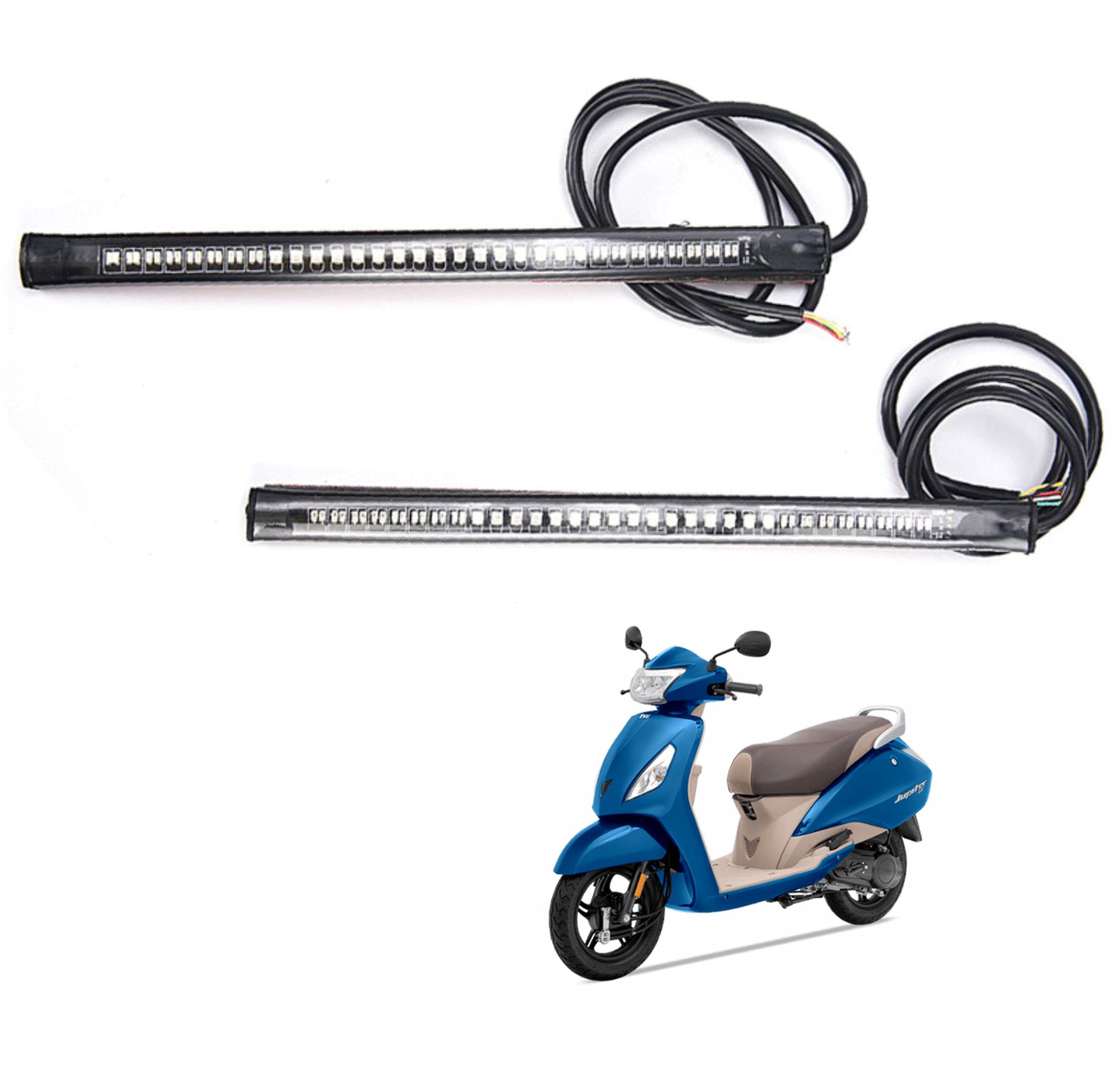 Miwings48 SMD LEDs Strip Tail Light For Turn Signal, Brake, License Plate, Indicator 12V 8 Inches For TVS Jupiter (2.Pcs Tail Light)