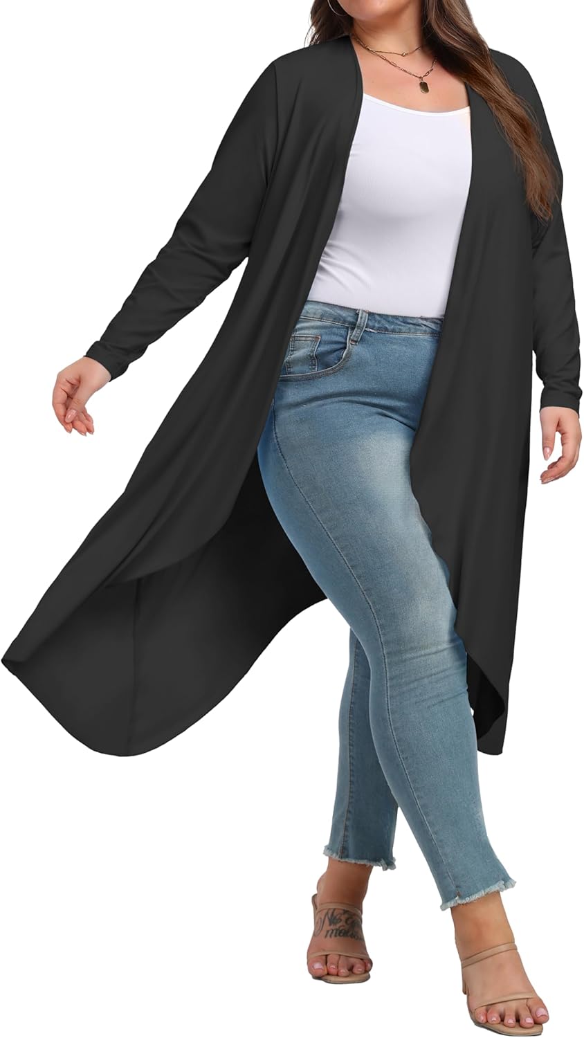 OLRIK Plus Size Cardigan for Women Trendy Lightweight Fall Clothes Long Duster Cardigans for Women with Pockets