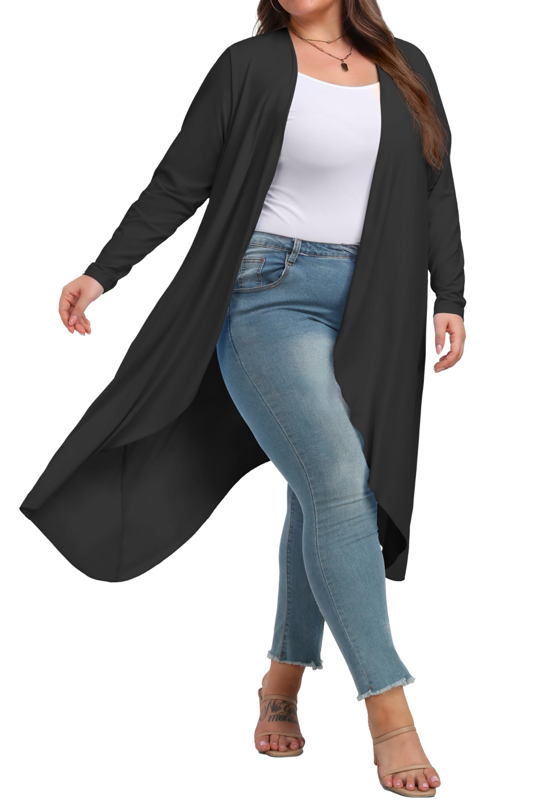 OLRIK Plus Size Cardigan for Women Trendy Lightweight Fall Clothes Long Duster Cardigans for Women with Pockets