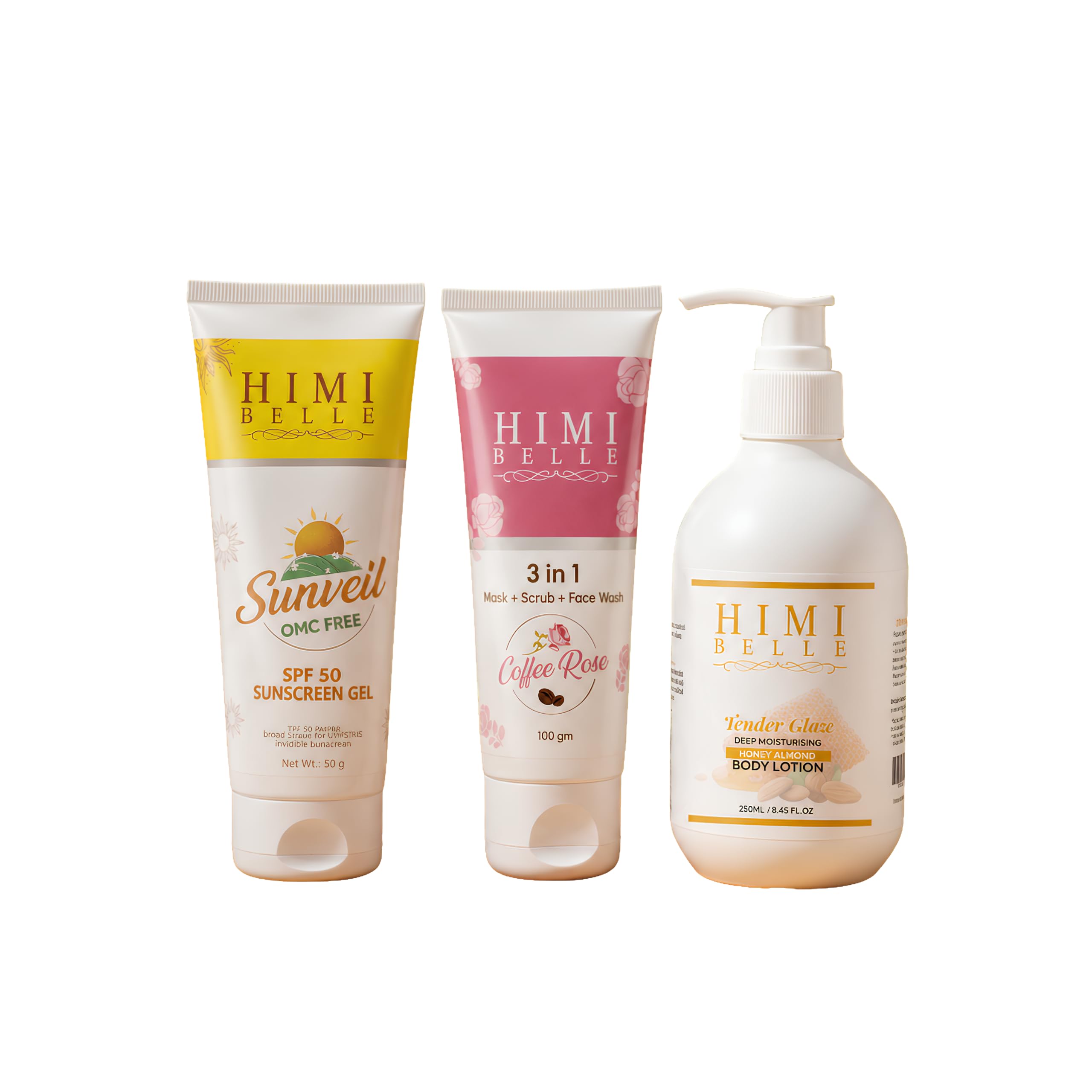 Daily Uv Shield and Skin Repair Set | Coffee Rose Facewash | Almond Honey Body Lotion | Spf 50 Sunscreen | Complete Daily Skincare Combo for Radiant and Protected Skin-image-3